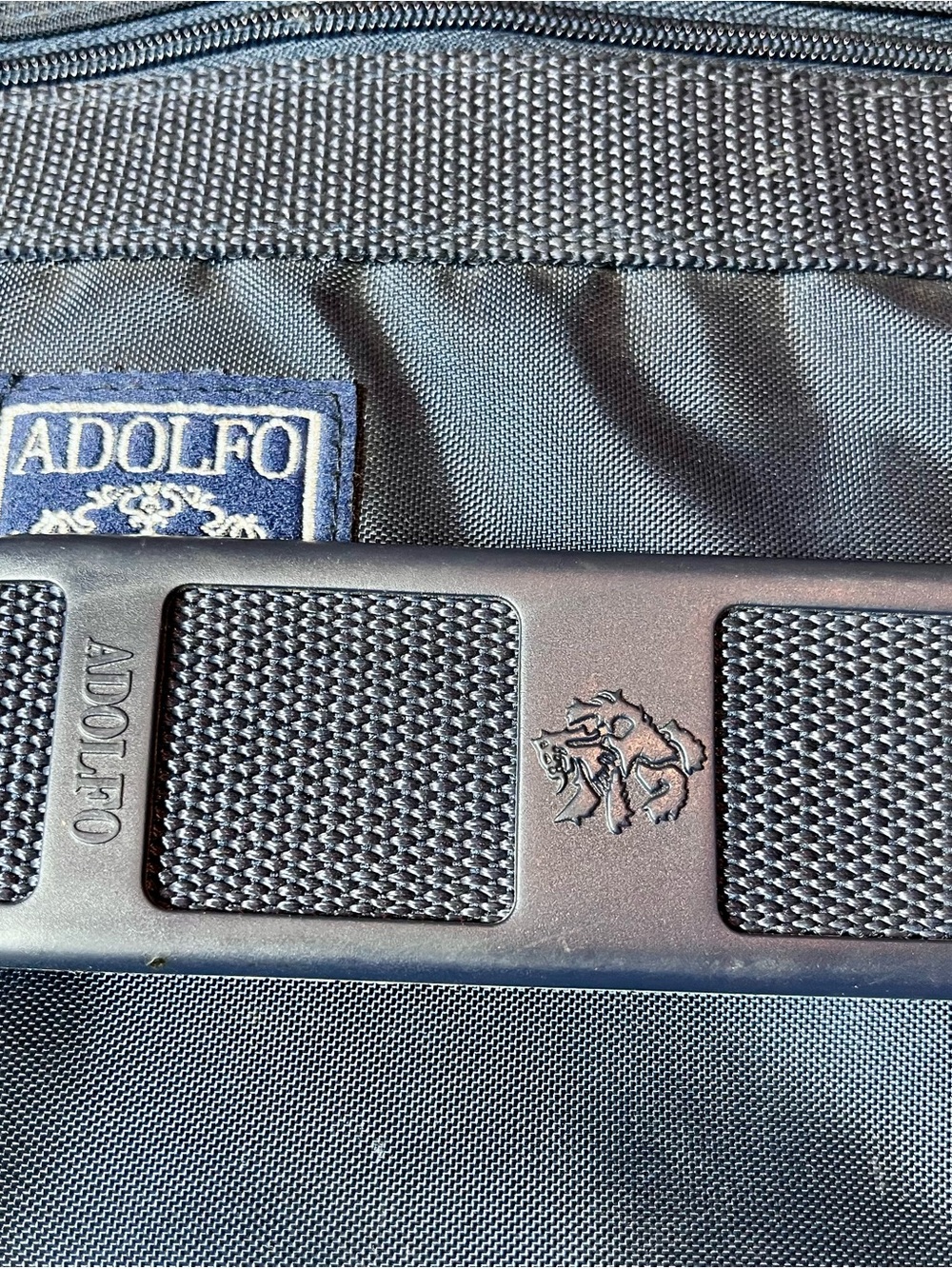 Adolfo Navy Blue Crossbody Messenger Bag with Leather Accents - Picture 7 of 12